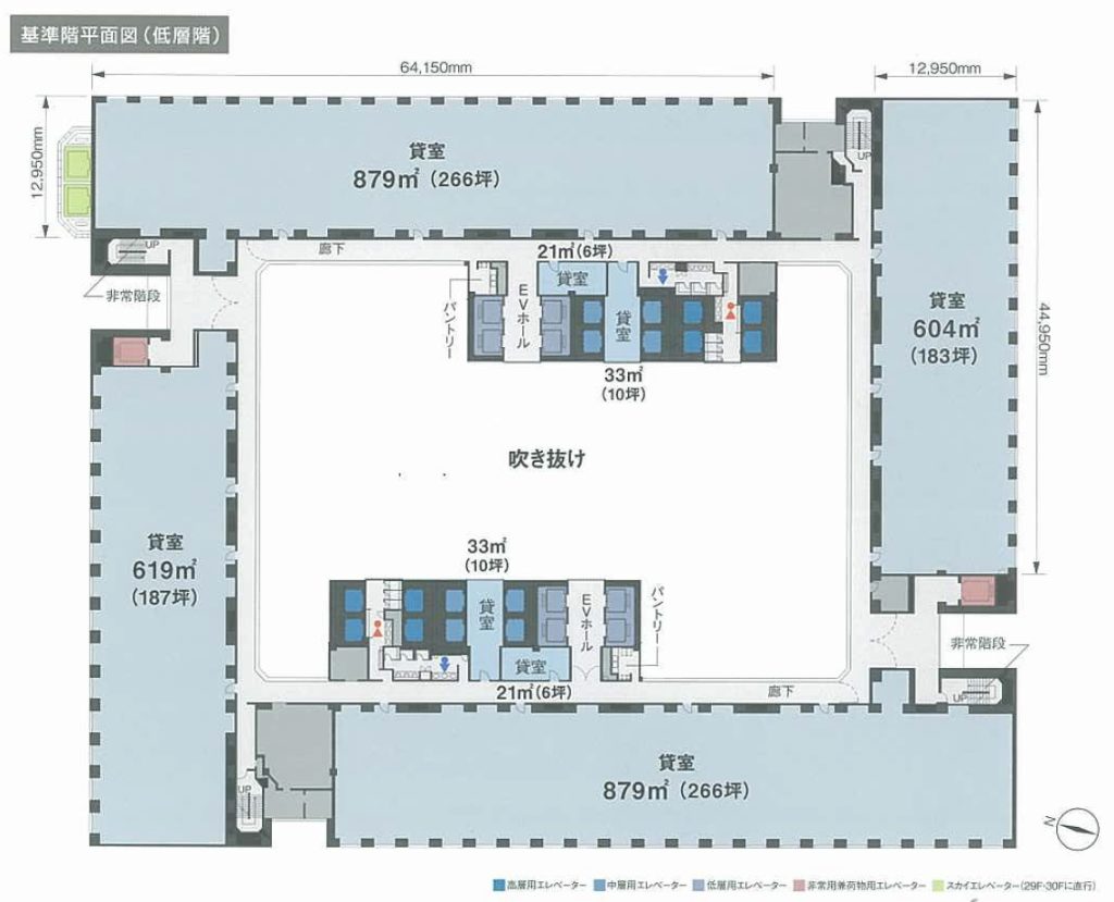 新宿NSビルの基準階平面図