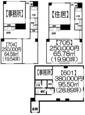 西山興業赤坂ビルの基準階図面