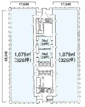 三田国際ビルの基準階図面