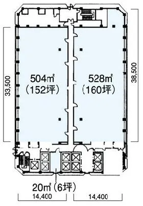 新青山ビル西館の基準階図面