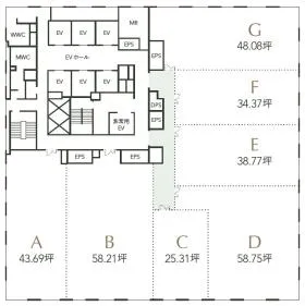 Dタワー西新宿の基準階図面